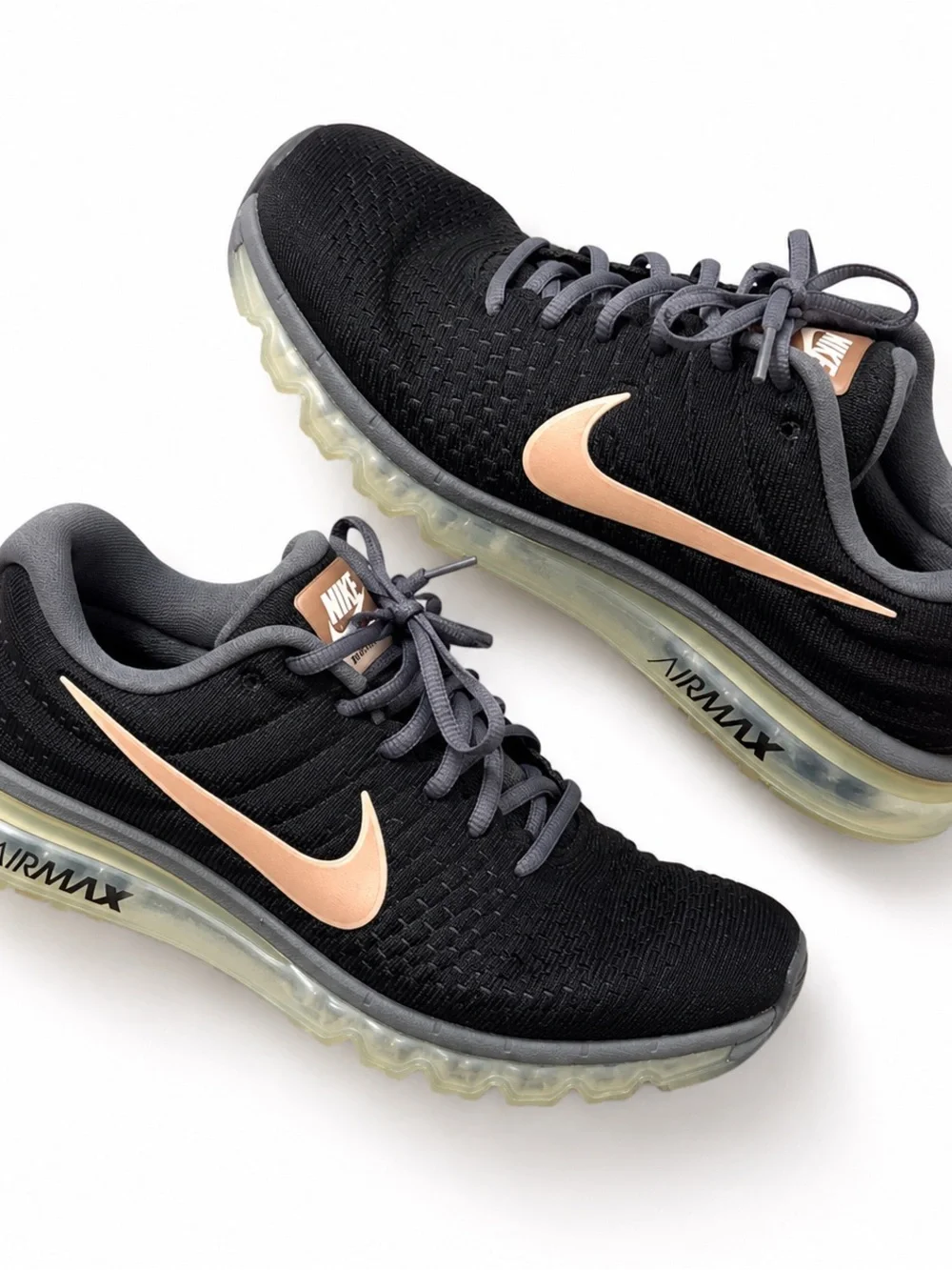 Nike Air Max 2017 Black Rose Gold Running Shoes Size 9